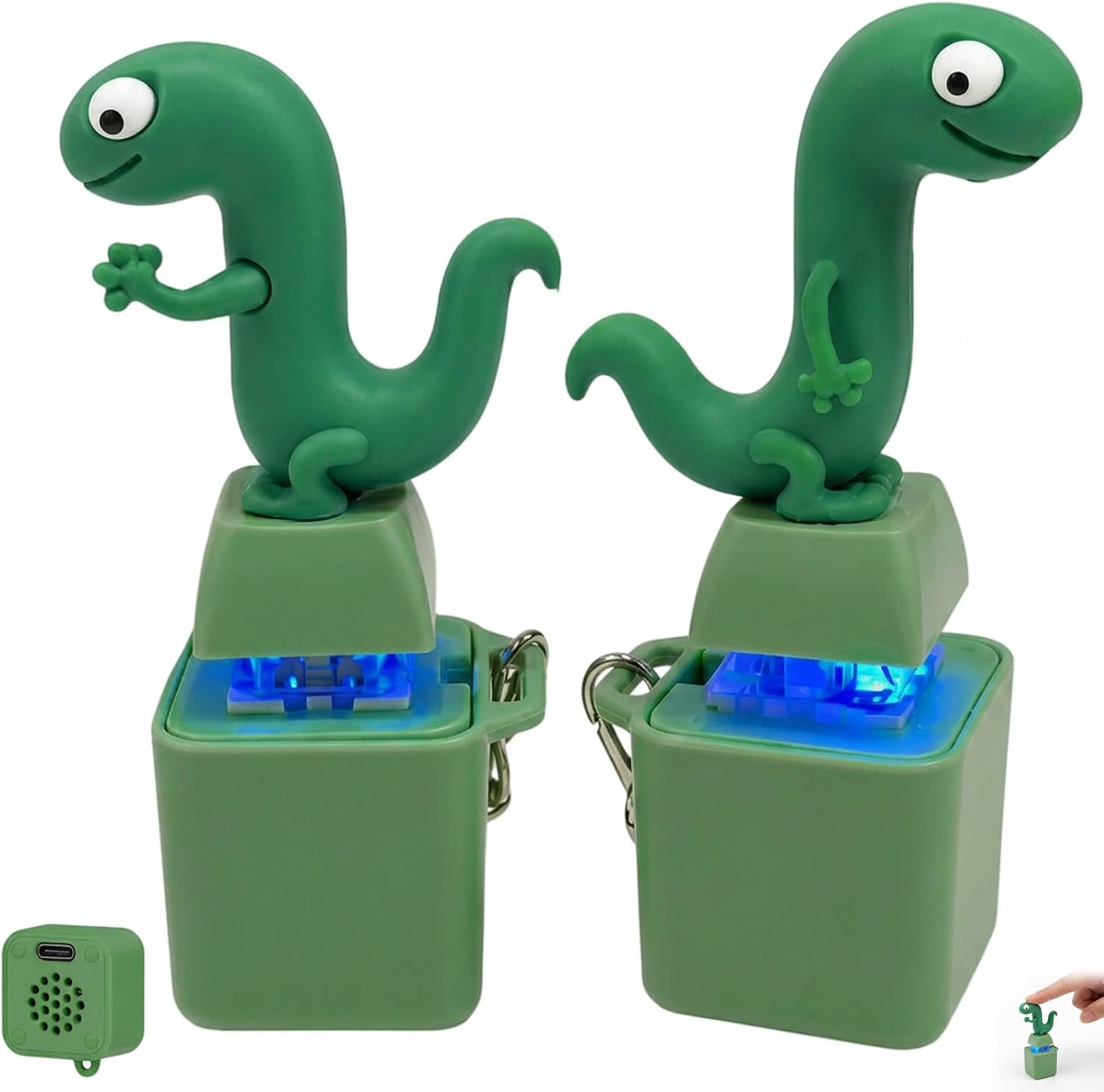 Fidget Clicker Lizard Button Keychain Sound Fidget Toy 2-Piece, Novelty Lizard Keychain and Backpack Pendant for Daily Use Stress Relief