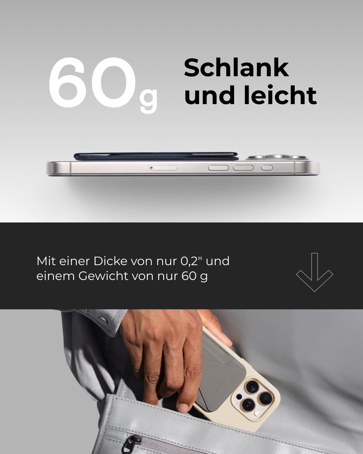 MOFT MagSafe Wallet Ständer für iPhone 17/16/15/14/13/12 Serie Kompatibel mit MagSafe, MOVAS Vegan Leder Magnetischer Handyständer mit 3 Betrachtungswinkeln, 2 Kartenhalter (Jet Black)