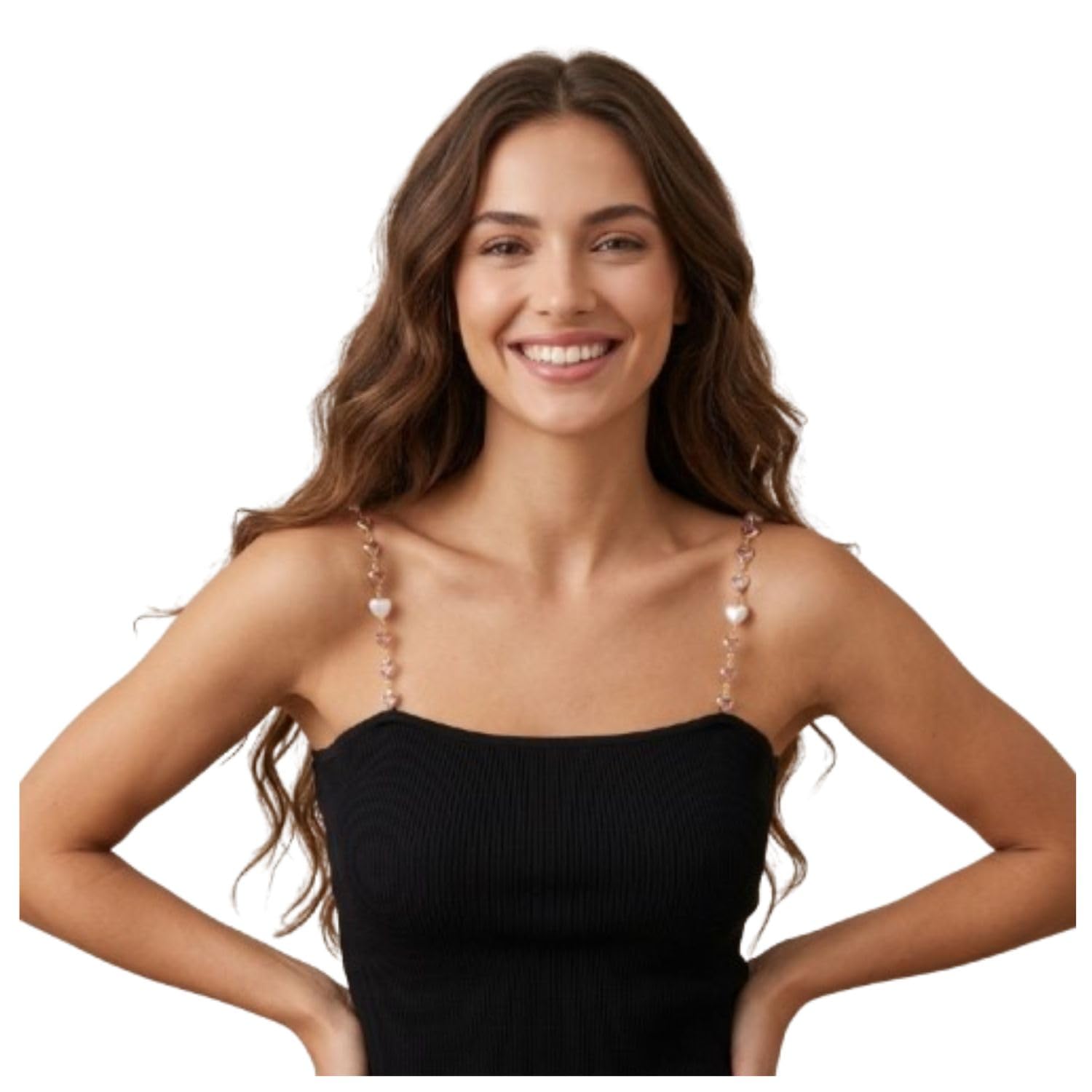 Kundan Heart Pearl & Mauve Beaded Bra Strap with Gold Accents for Women | Decorative Detachable Bra Strap | Ethnic Blouse & Saree Bra Strap-image-13