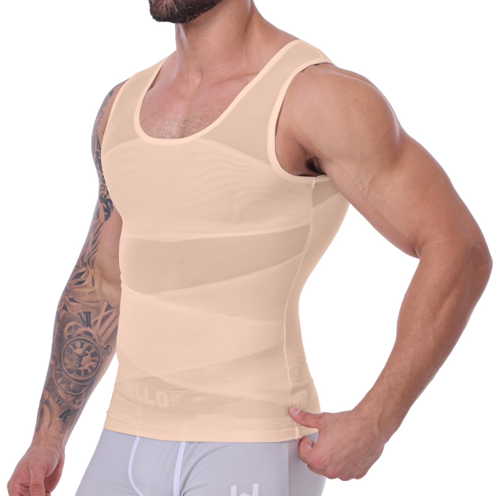 Canotta Modellante Uomo Shapewear Uomo MISS MOLY - Corsetto Modellante Compressione Senza Maniche, Nylon E Spandex Maglia Modellante Petto Uomo