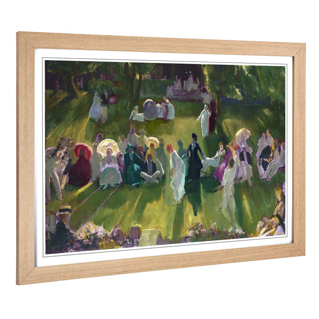 Big Box Art Framed Print of George Bellows Tennis at Newport Design | Wall Art Picture | Home Decor for Kitchen, Living Room, Bedroom, Hallway, Oak, A2 / 24.5x18 Inch / 62x45cm