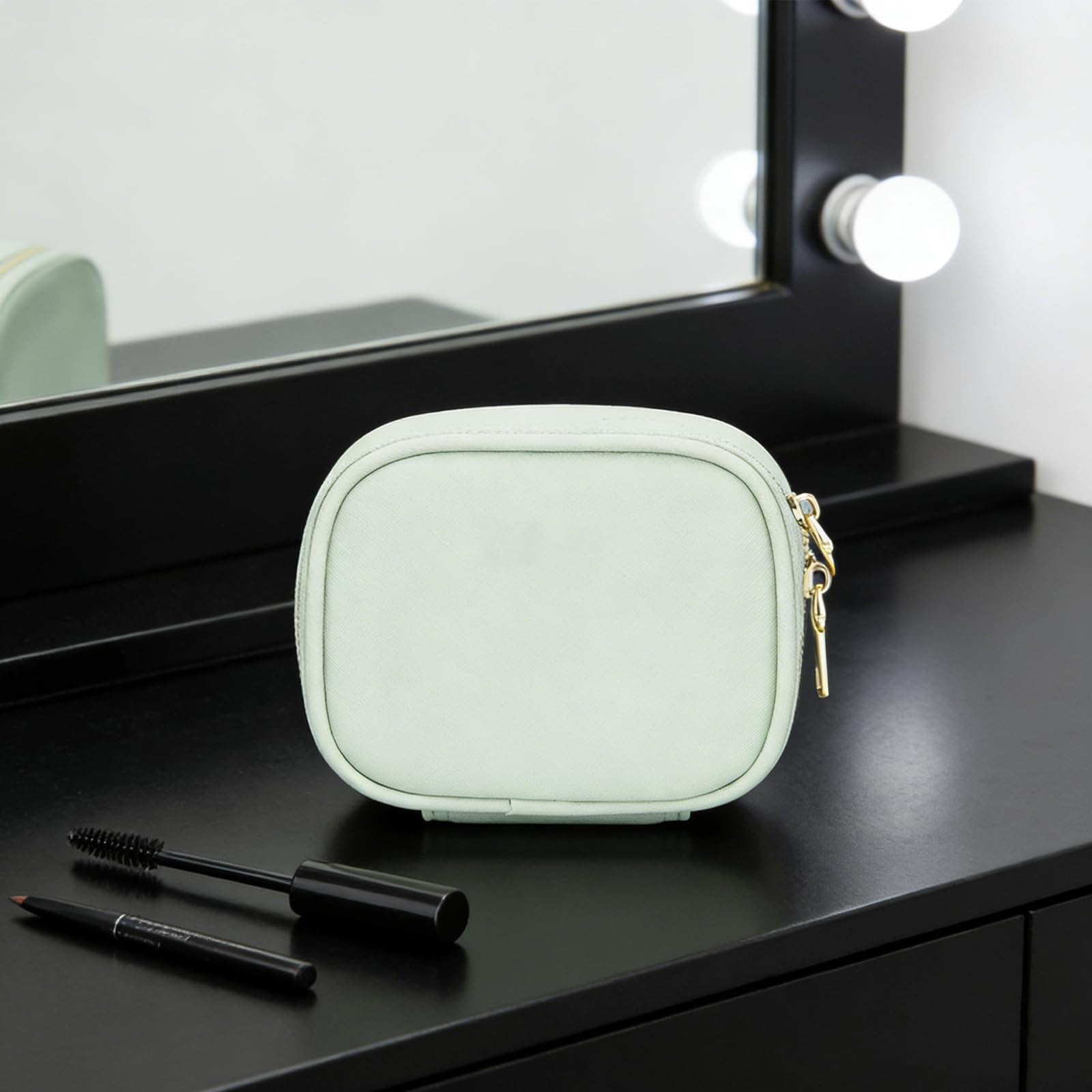 Borsa per trucco con specchio LED Borsa per organizer cosmetici portatile Custodia per trucco impermeabile borsa da toilette Donna cosmetico