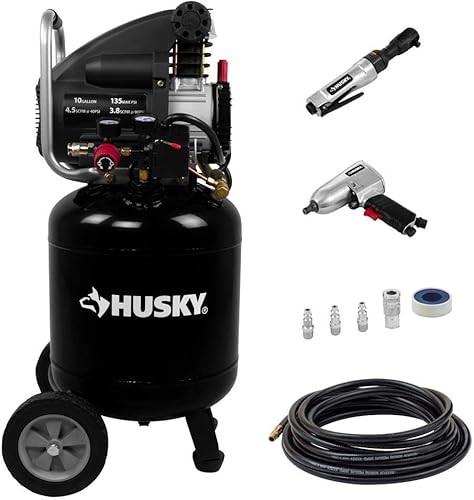 Husky - Compresor de aire eléctrico portátil de 10 galones con kit de valor extra