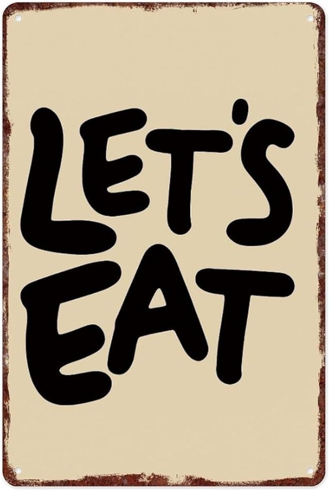 FNYUVNFAF Retro LETS EAT Metal Sign Vintage Aluminum Wall-Art for Home Kitchen Breakfast Nook Cafe Decor (8 X 12 in)