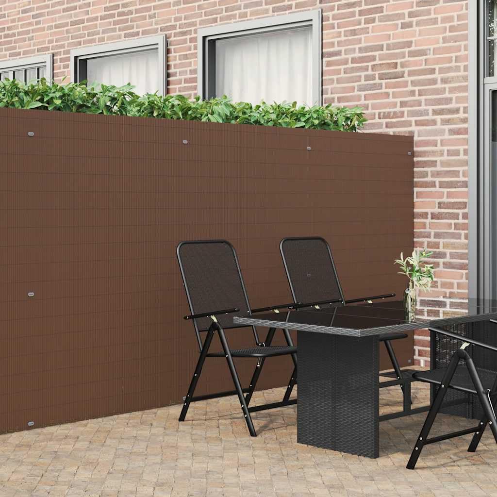 Ogrodzenie ogrodowe, dwustronne, z PCW, brązowe, 1,8 x 3 m, ochrona przed wzrokiem z lamelami, element ogrodzenia na taras, balkon, do ogrodu, ochrona przed wiatrem i granica działki