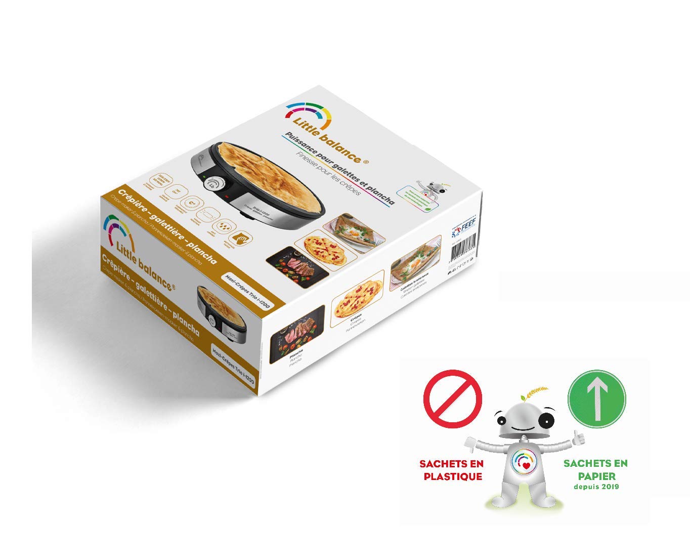 LITTLE BALANCE 8383 Maxi-Crêpes Trio i-200 Crepiera elettrica 3 in 1 1200 W Acciaio inox