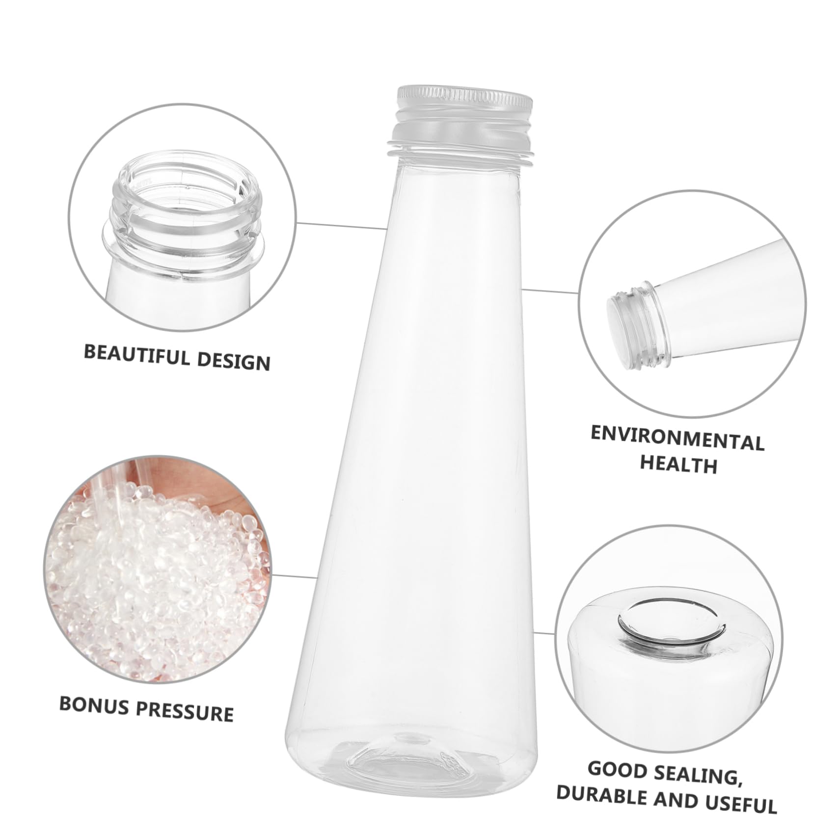 DECHOUS 10pcs Juice Bottle Transparent Beverage Bottle Plastic