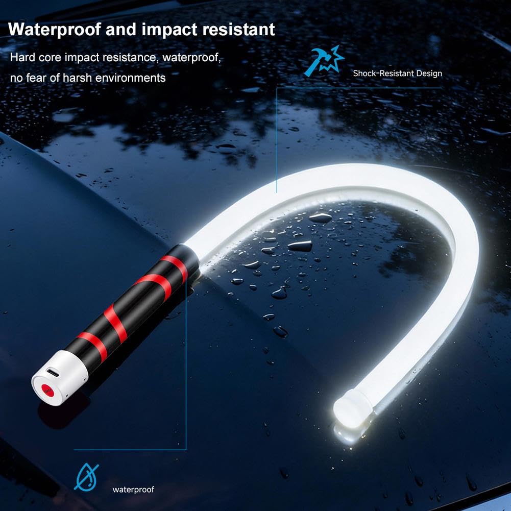 Luce da lavoro flessibile a LED per ispezione meccanica, 68 cm, ricaricabile, USB-C, gancio magnetico per ispezioni automobilistiche, officina e manutenzione (confezione da 3)