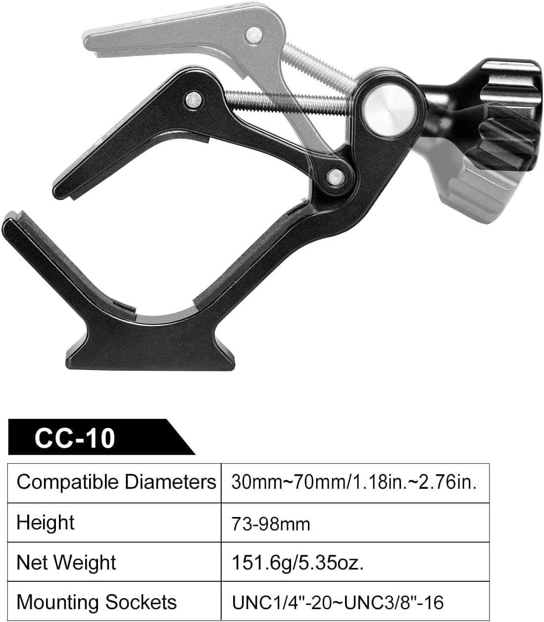 Sunwayfoto CC-10 Binocular Mount Clamp w Arca Compatible Dovetail & 1/4" / 3/8" Sockets