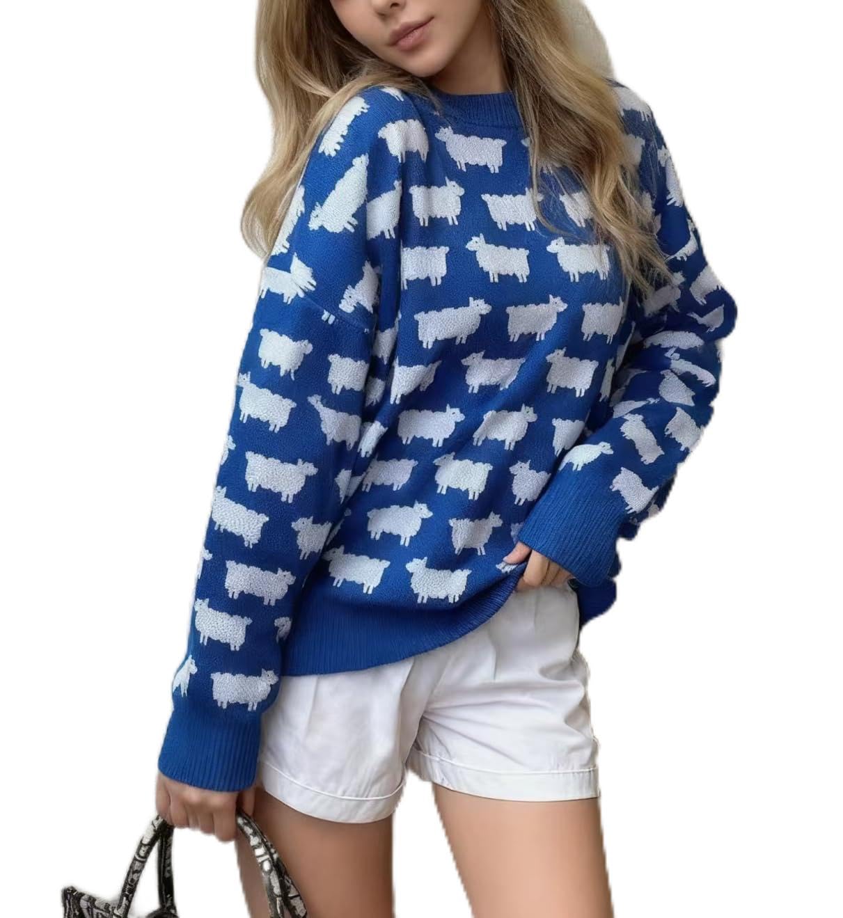 Princess Dianas Round-Neck Pullover Woolen Sweater Womens Sweaters Womens Long-Sleeved Pullovers