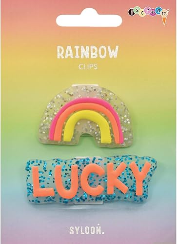 iscream Mini Memos Lucky Rainbow Mini Clips de carpeta con purpurina