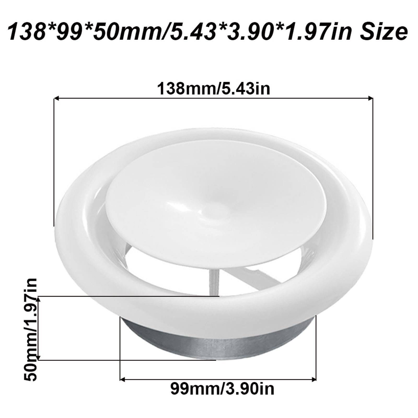 Adjustable Air Vent Cover, 100mm - 4 Inch Round Ceiling Vent Cover White Metal Ventilation Grille for Bathroom Kitchen Toilet Caravan - Image 2