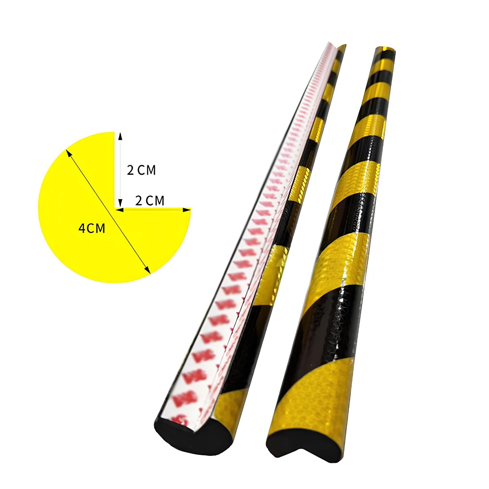 Protector De Borde De Espuma Reflectante Redondo En Forma De L De 39" | Corner Protection Protector De Esquina Industrial Autoadhesivo Negro Y Amarillo(Circular L-shaped 01,2PCS)