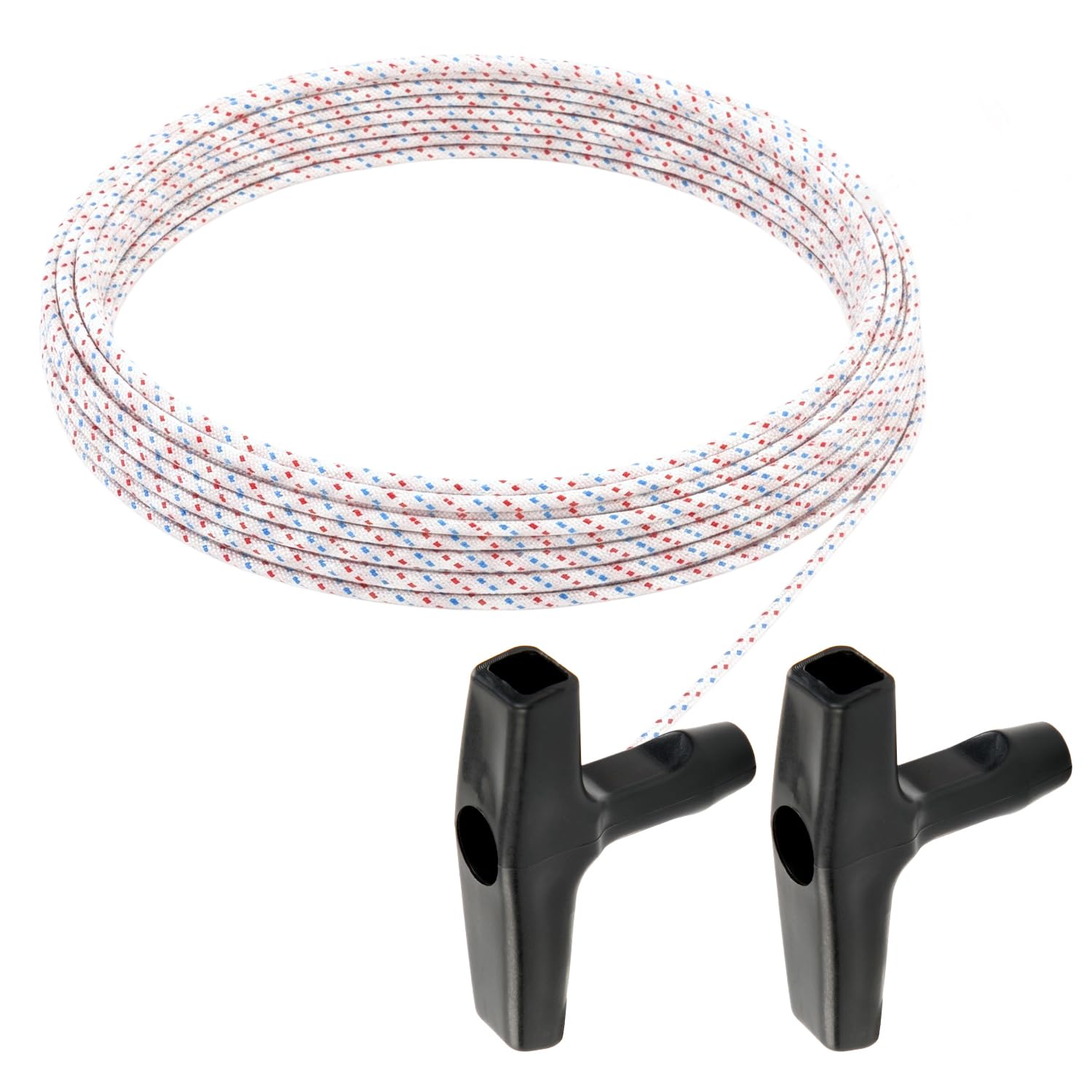 YARDMARIS 15.24M Recoil Starter Rope with 2 Starter Handles, Nylon Pull Cord Replacement for Lawnmower, Chainsaw, Trimmer, Strimmer, Engines - 3.0mm
