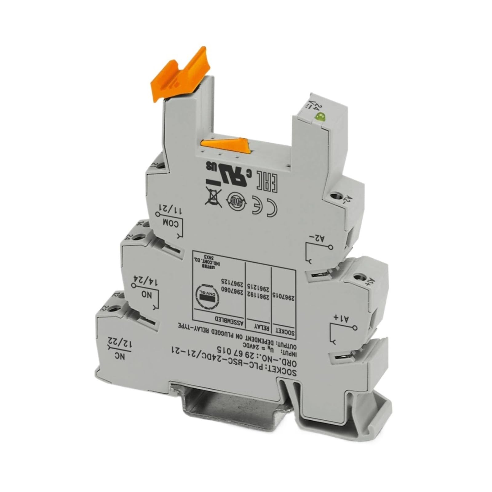 QVIVFYBOE Relay module 2967015 PLC-BSC-24DC/21-21 2-Channel Changeover Contact Relay Base