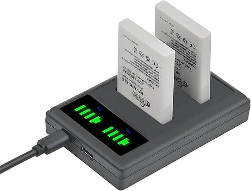 Pickle Power EN-EL5 Batería 2-Pack y Cargador Dual LED para cámaras Nikon CoolPix P530, P520, P510, P100, P500, P90, P80, P5100, P5000, P6000, 3700,