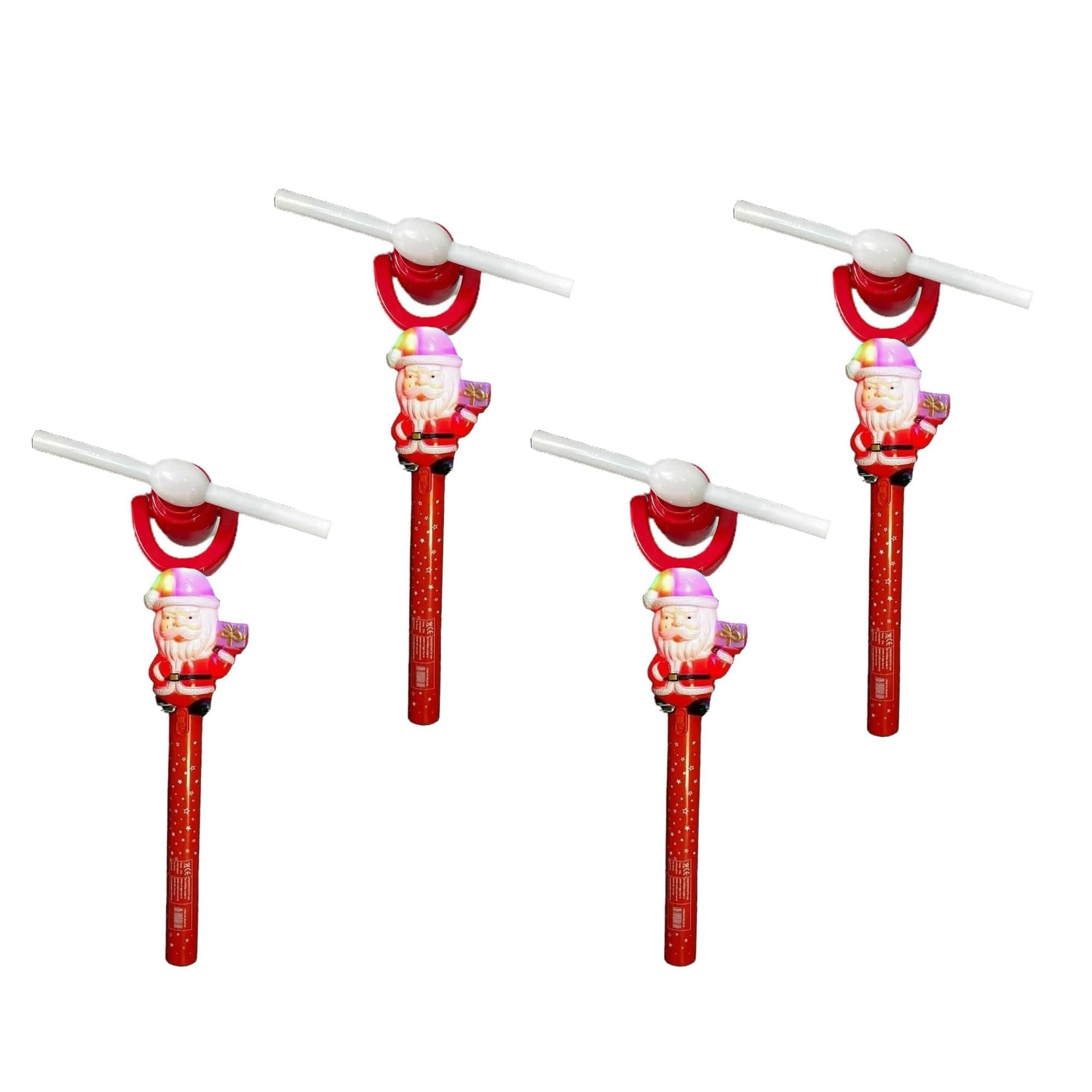 PNJB Santa Adjustable Rotating Glowing Stick, Children Rotating Pinwheel Projection Wand, Flashing Swivel Led Light, Spinning Windmill Toy Gift, Easy To Use, Perfect For Outdoor Entertainment (4 PCS)