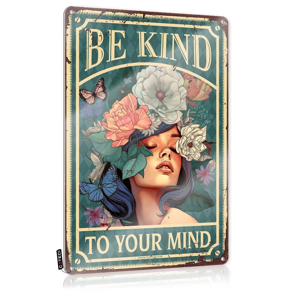 Mwfkkaddb Women's Colour Funny Tin Sign Be Kind To Your Mind Tin Sign Cottage Decorboho Wall Artfunny Bathroom Signs Decoroffice Desk Decor For Funny Signs Billiard Bro Cave Sign(30X40cm)