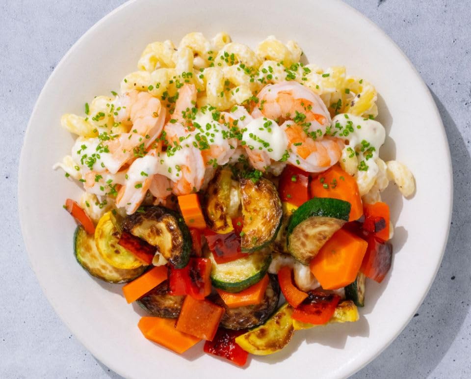 Cooked shrimp and vegetable meal from Trifecta