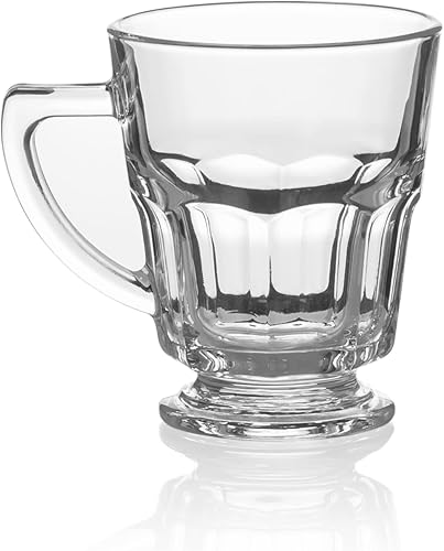 Miniatura 2 de Red Co. Juego de 6 tazas de té y café con patas de vidrio transparente de 6.75 onzas con asas