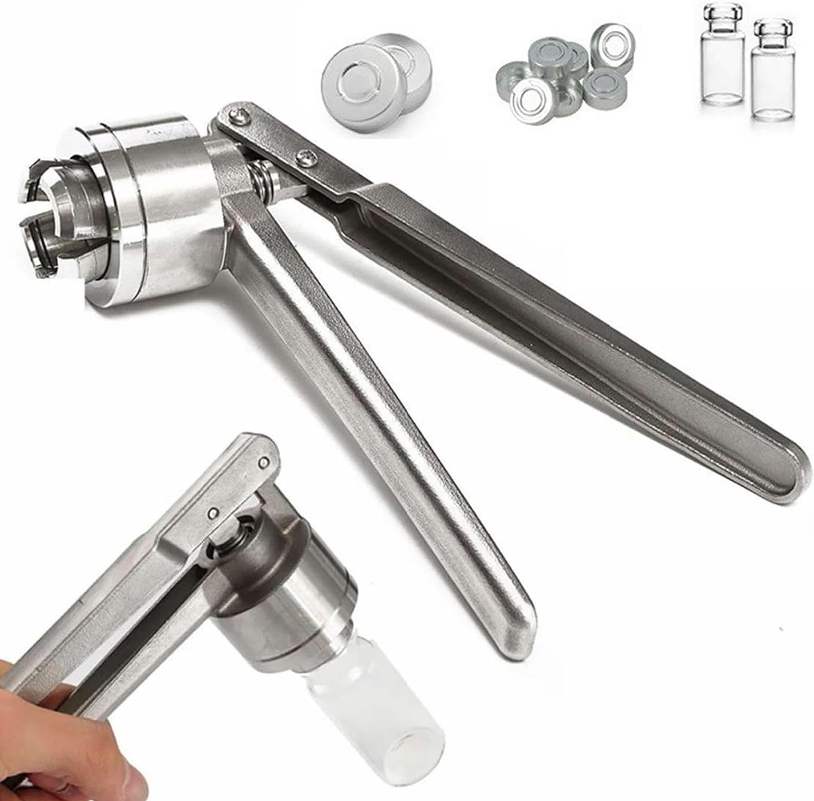 Generic Engarzadora manual de frascos de perfume en aerosol – Máquina de sellado de acero inoxidable de 13 mm/15 mm/20 mm, crimpadora de viales de mano para un buen sellado