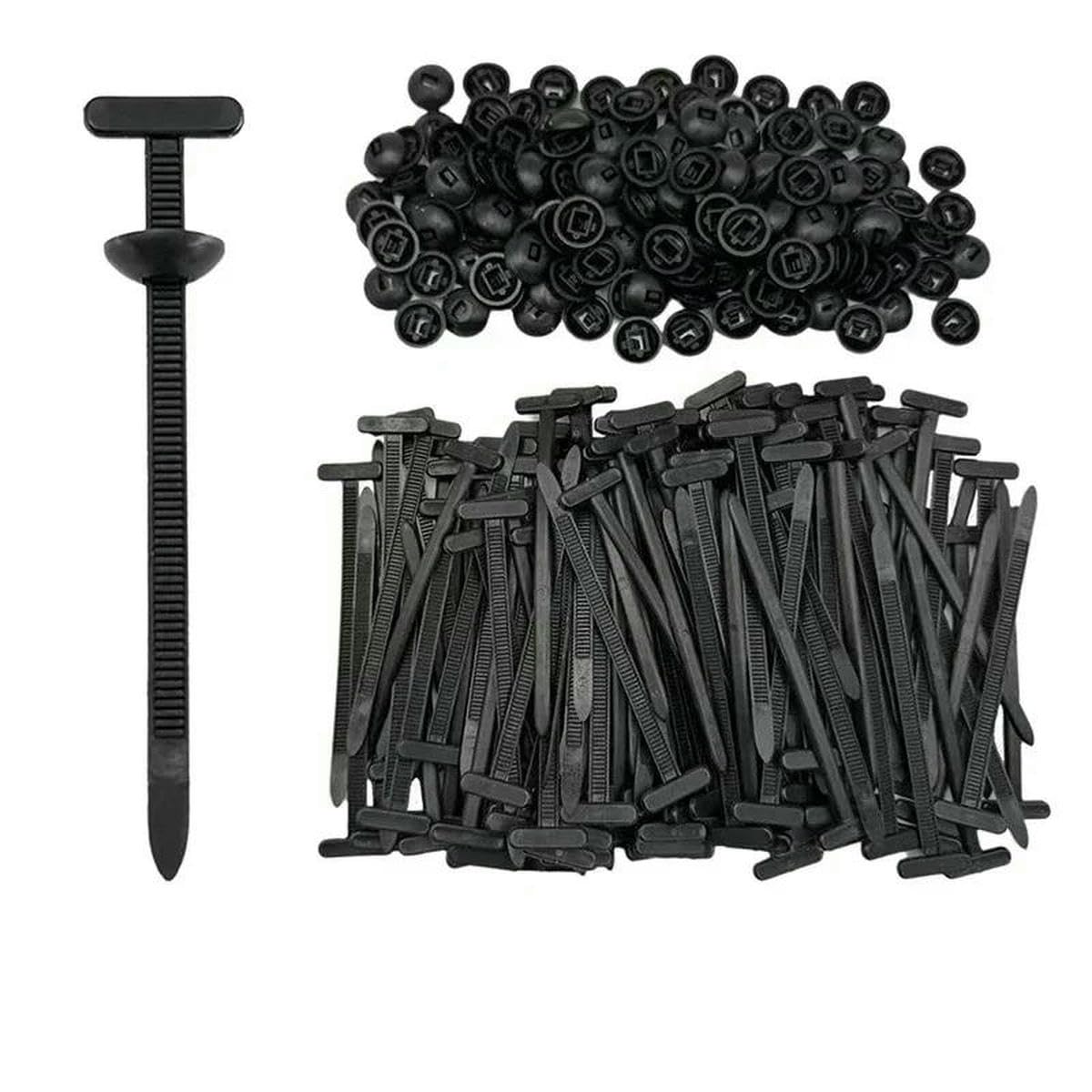 1000-100set Self-Locking Nylon Universal Cable Tie Buckle Heavy Duty Zip Ties with Pin & Button Car Daily Repair Fastening Strap-1000