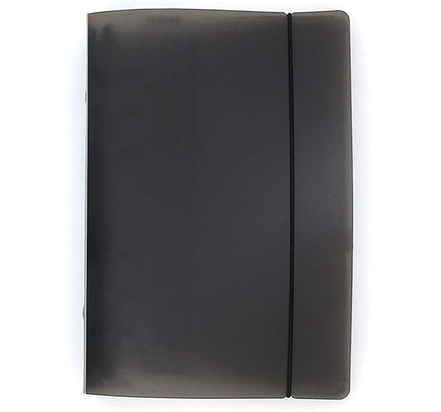 A6/ A5 6-Holes Colorful PP Cover Round Ring View Binder File Folder for Loose Leaf Sheet Protectors/Notebook Refill/DIY Scrapbooking/Binder Cover Protector (Black, A6 Mini Set)