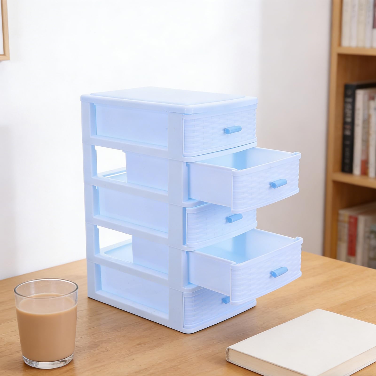 Ipetboom Organizer per Cassetti in Plastica da Scrivania a 5 Ripiani, Scatola Porta Cosmetici e Porta Anelli Orecchini, Mobiletto Salvaspazio per Cancelleria e Accessori da Ufficio