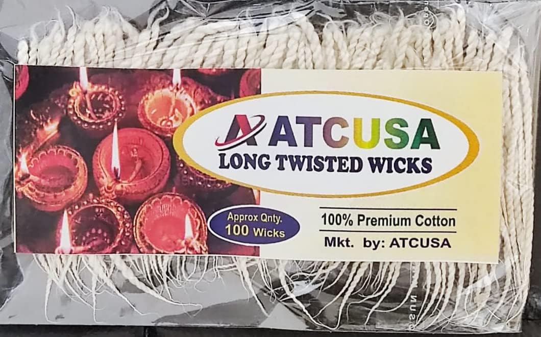 Artcollectibles India 1 Pack Cotton Flame Wick (Jyot Bati) for Diwali Lighting, Akhand Jyot, Diya, Deepak - 100 Cotton Wicks