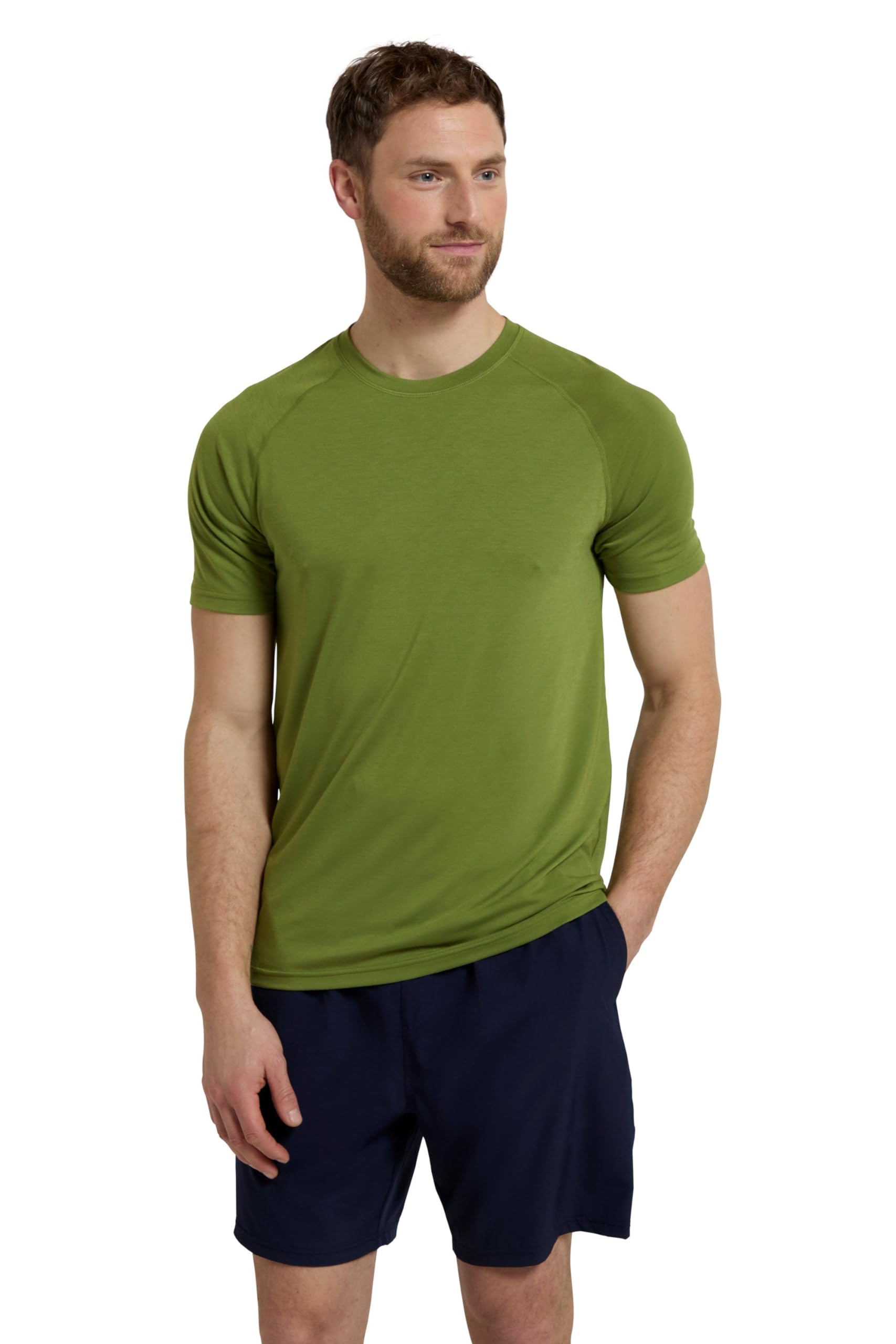 Mountain Warehouse Men's Green Quick Dry Active T-Shirt - Lightweight & Breathable Top With Quick Dry Properties - Spring Camping, Outdoors, Travelling & Hiking Medium
