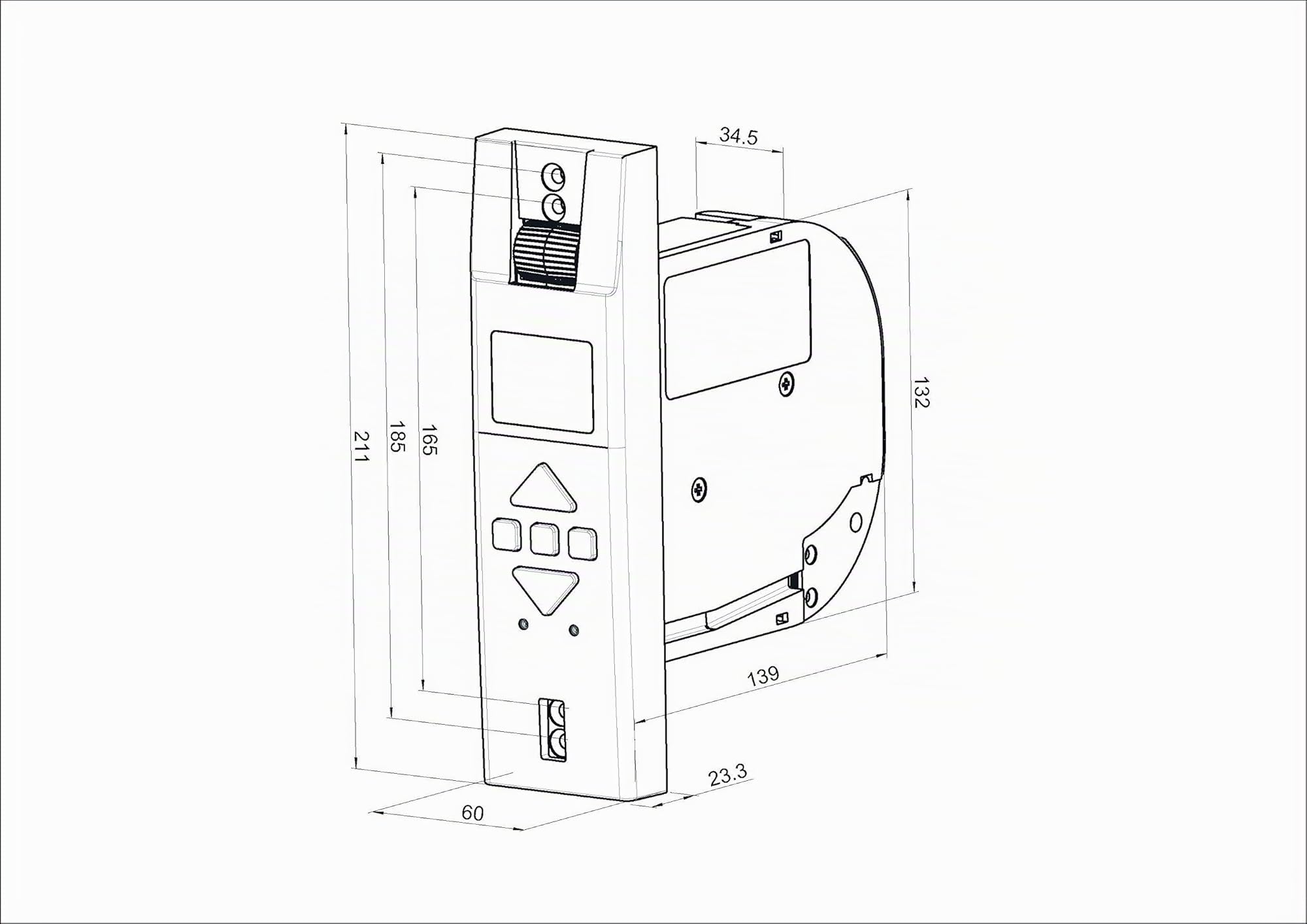 PRO - Avvolgitore per cinghia elettrica da 17 a 23 mm, incassato, forza di trazione fino a 45 kg, tempo di guida fisso regolabile, schermo con presa di alimentazione