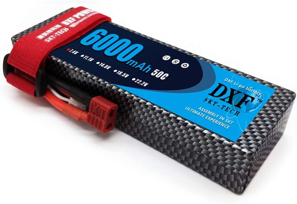 6000mAh 50C 2S 7.4V Hardcase Lipo Battery with Deans Connector for 1:8 Scale RC Car, RC Airplane, RC Helicopter, RC Boat