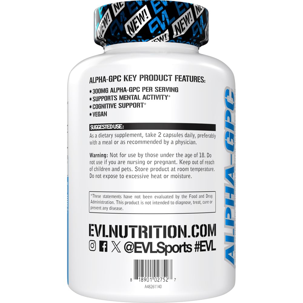 EVL Alpha GPC 600mg Nootropic Brain Support Supplement - 30 Servings — Amazon image 3