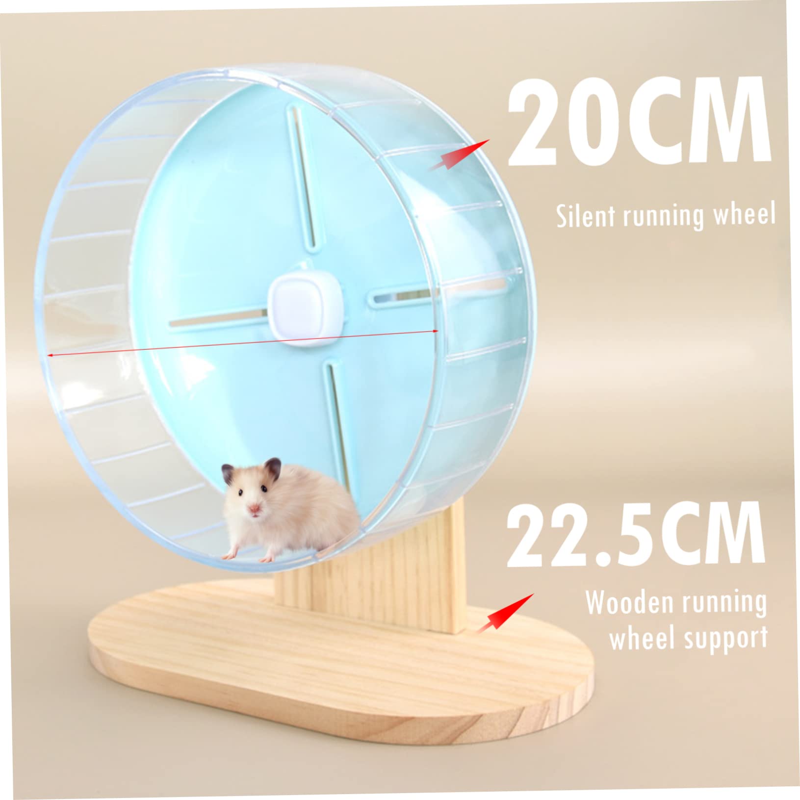 ibasenice Rueda Silenciosa para Hámster con Soporte de Madera Accesorio de Plástico para Pequeños Roedores Ejercicio para Mascotas Pequeñas como y Erizos Diseño Duradero y Transparente