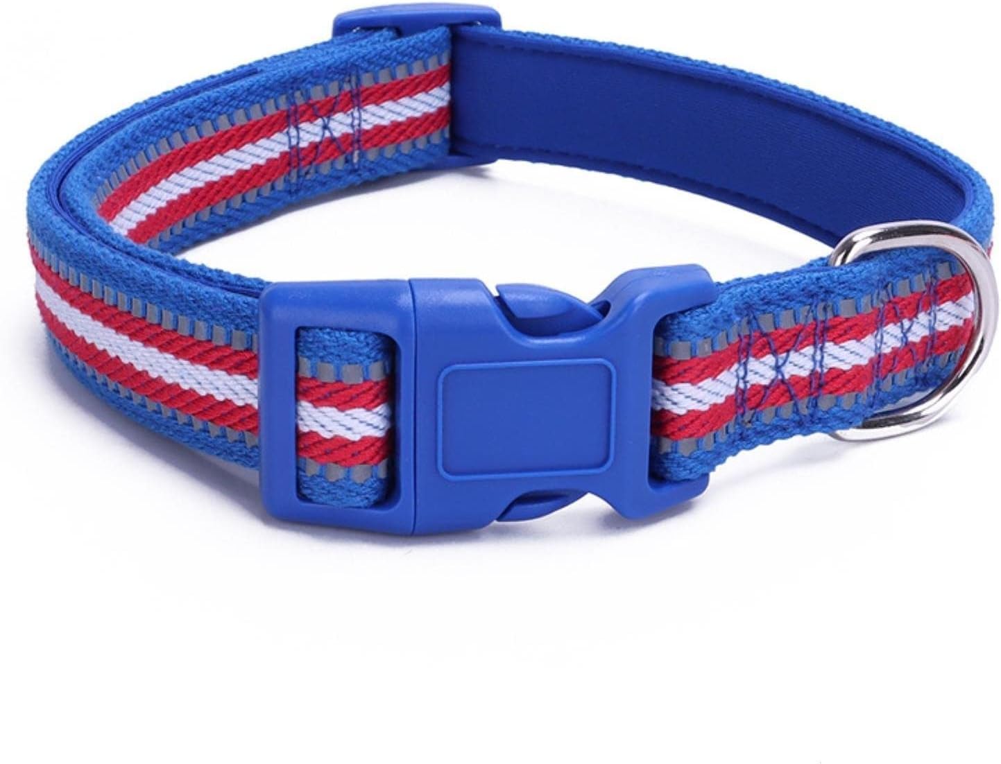Collar para perro, collar táctico reflectante para perro, bonito collar grande y duradero con hebilla de bloqueo de seguridad para perros todas las razas (Dark Blue,Medium)