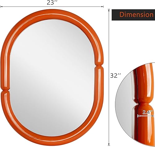 Miniatura 3 de H-A Espejo de pared para colgar en la pared con forma de bagel contemporáneo, moderno y futurista, con color caramelo (32 x 23 pulgadas, naranja)
