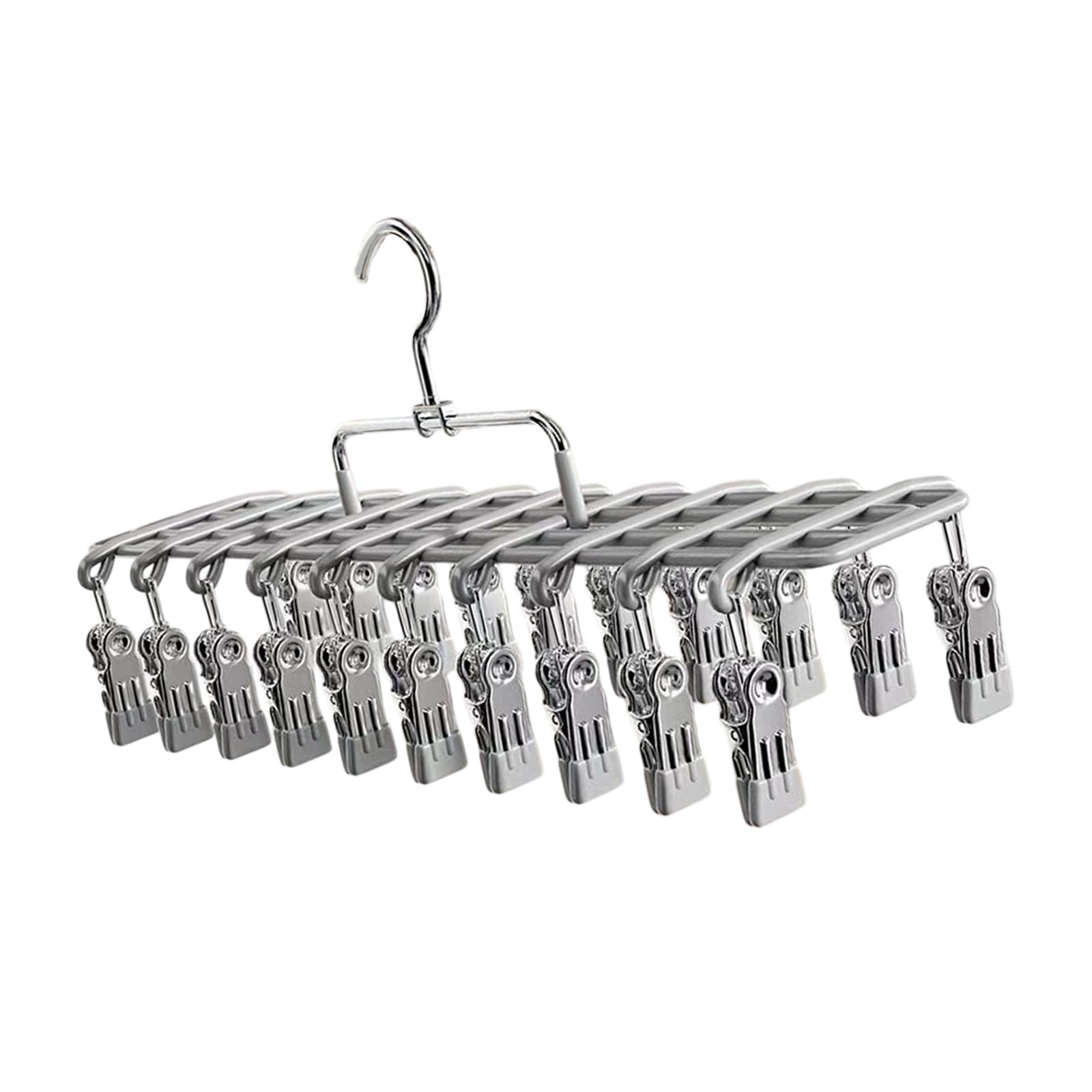 Sock and Underwear Drying Hanger with 20 Coated Clips, Laundry Organizer for Balcony and Laundry Room Daily Use Sock Drying Hanger Clip Rack Underwear Small Garment Dryer Balcony Organizer Bib Scarf
