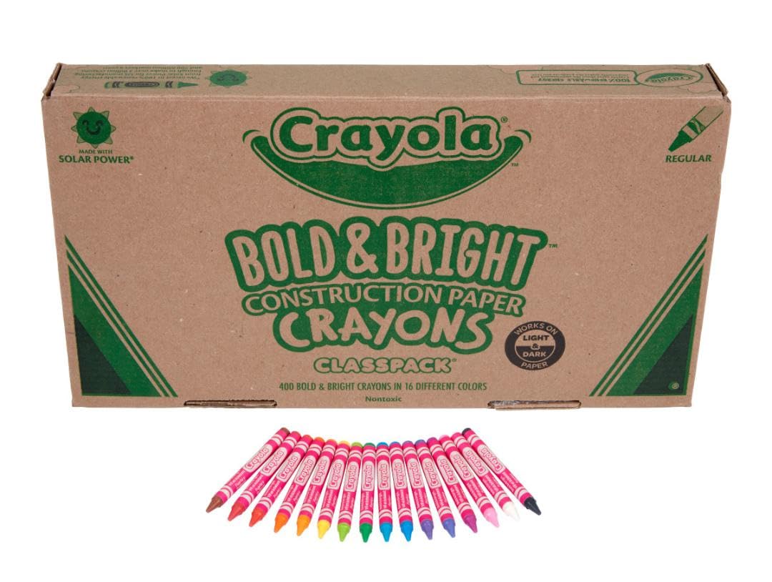 Crayola Kredki papierowe budowlane, klasa, 400 sztuk, przybory szkolne i rzemieślnicze, artykuły dla nauczycieli i klasy, prezent dla chłopców i dziewcząt, dzieci, w wieku 3,4, 5, 6 lat i więcej,