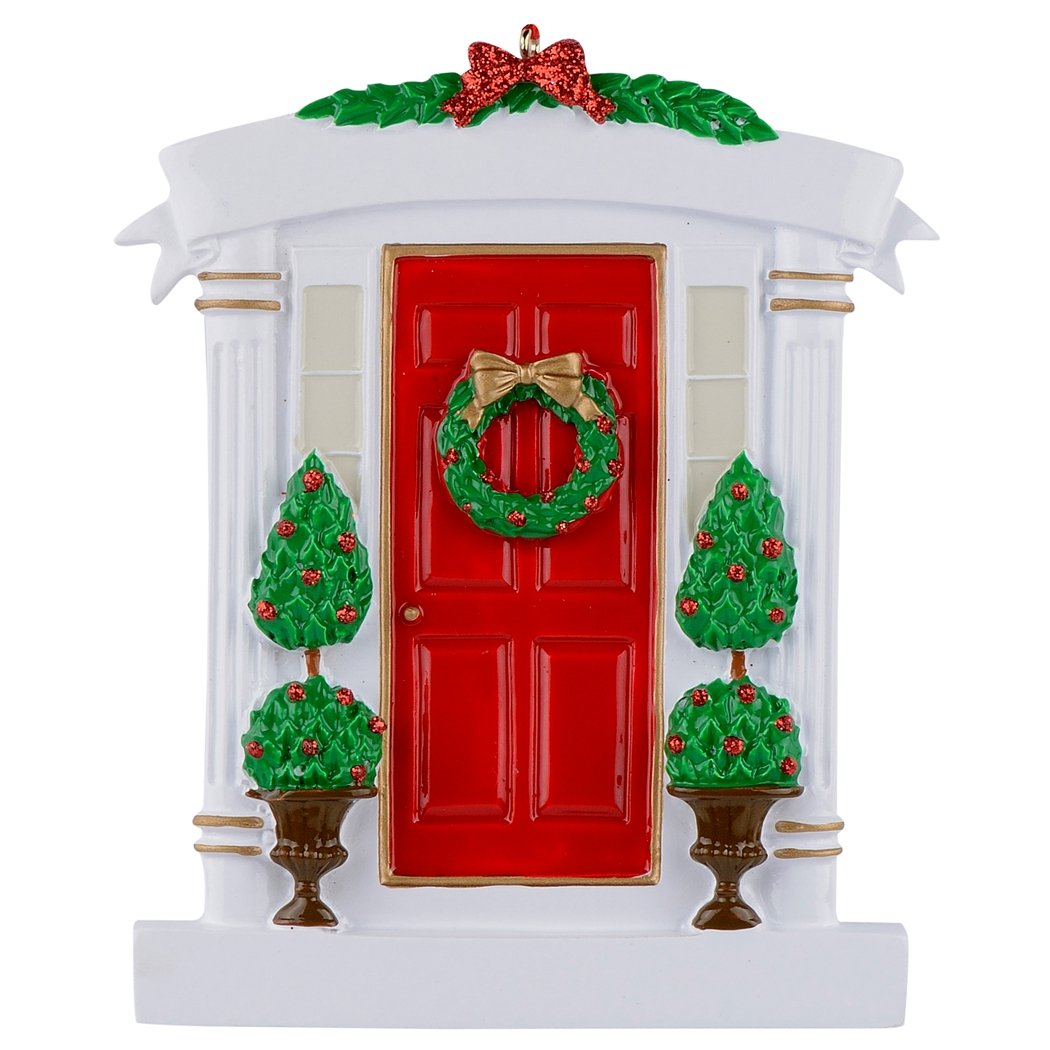 MAXORA Red Door Ornament - Our New House Personalized Christmas Ornament - Holiday Tree Decorations - Our First Christmas in New Home Keepsake - Custom for Housewarming