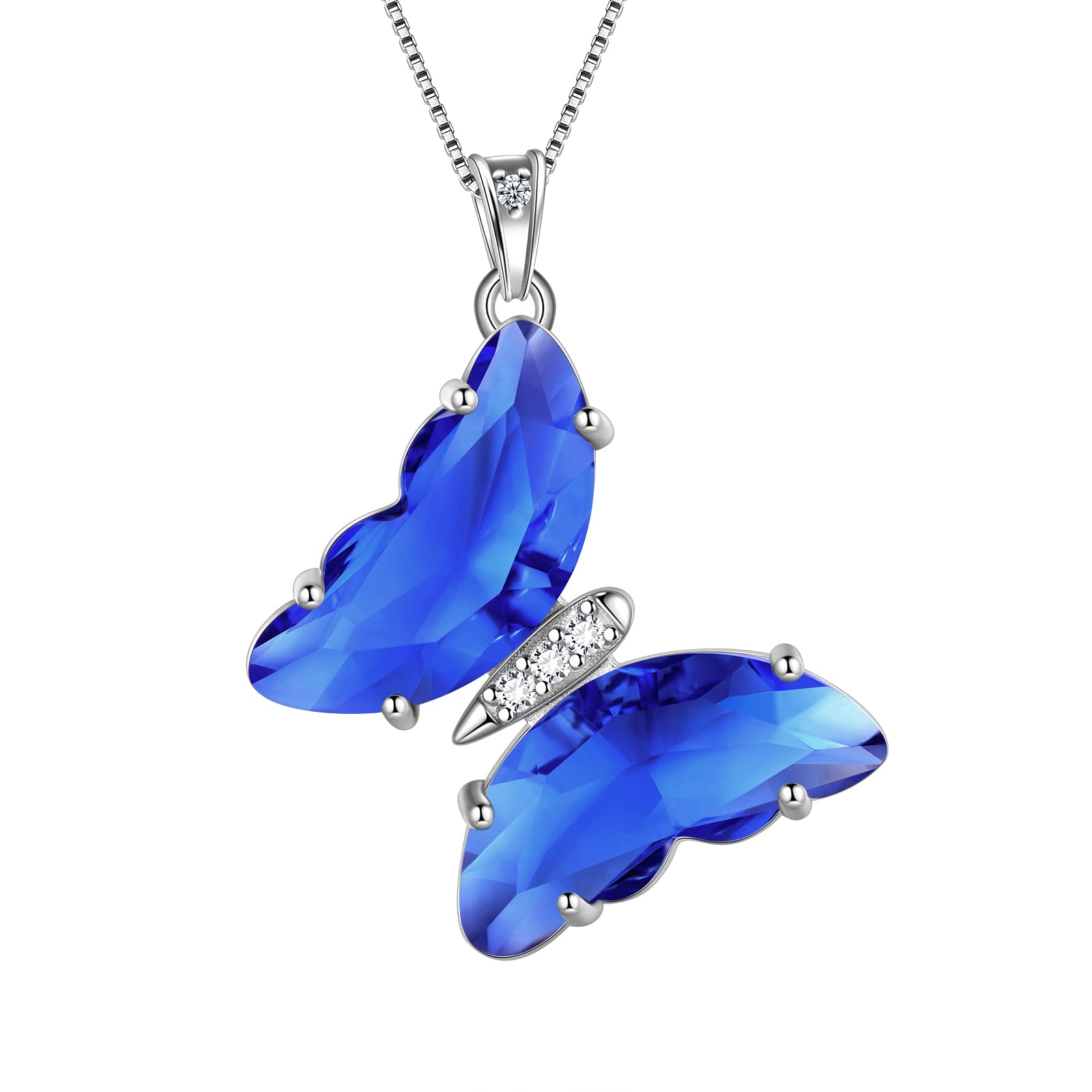 Aurora Tears Butterfly Necklace Earrings Ring Bracelet - Women 925 Sterling Silver Animal Butterflies Birthstone Pendant Crystal Wedding Birthday