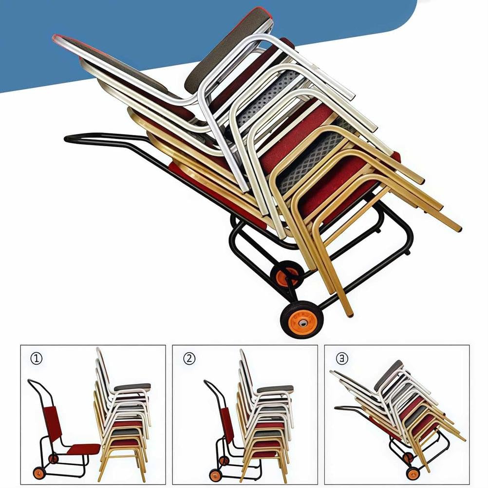 Carrito de silla comercial, carrito apilable resistente para almacenamiento y transporte