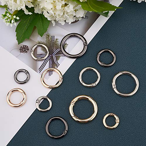 Ph Pandahall 24Pcs 3 Colors 20/25/28/35Mm Spring O Ring Round Carabiner Snap Clip Hook Trigger Spring Keyring Buckle For Keychain Bags Purse Jewelry Diy Craft Making, Light Gold/Platinum/Gunmetal #TOP3