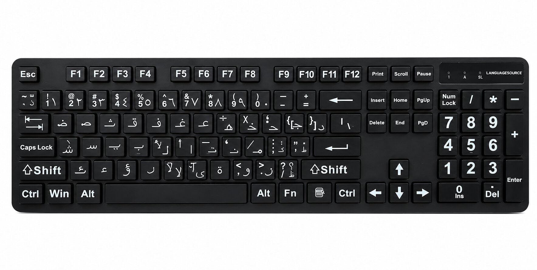 Tastiera araba con stampa grande, layout in lingua araba, tastiere USB cablate per computer per ipovedenti e ipovedenti.