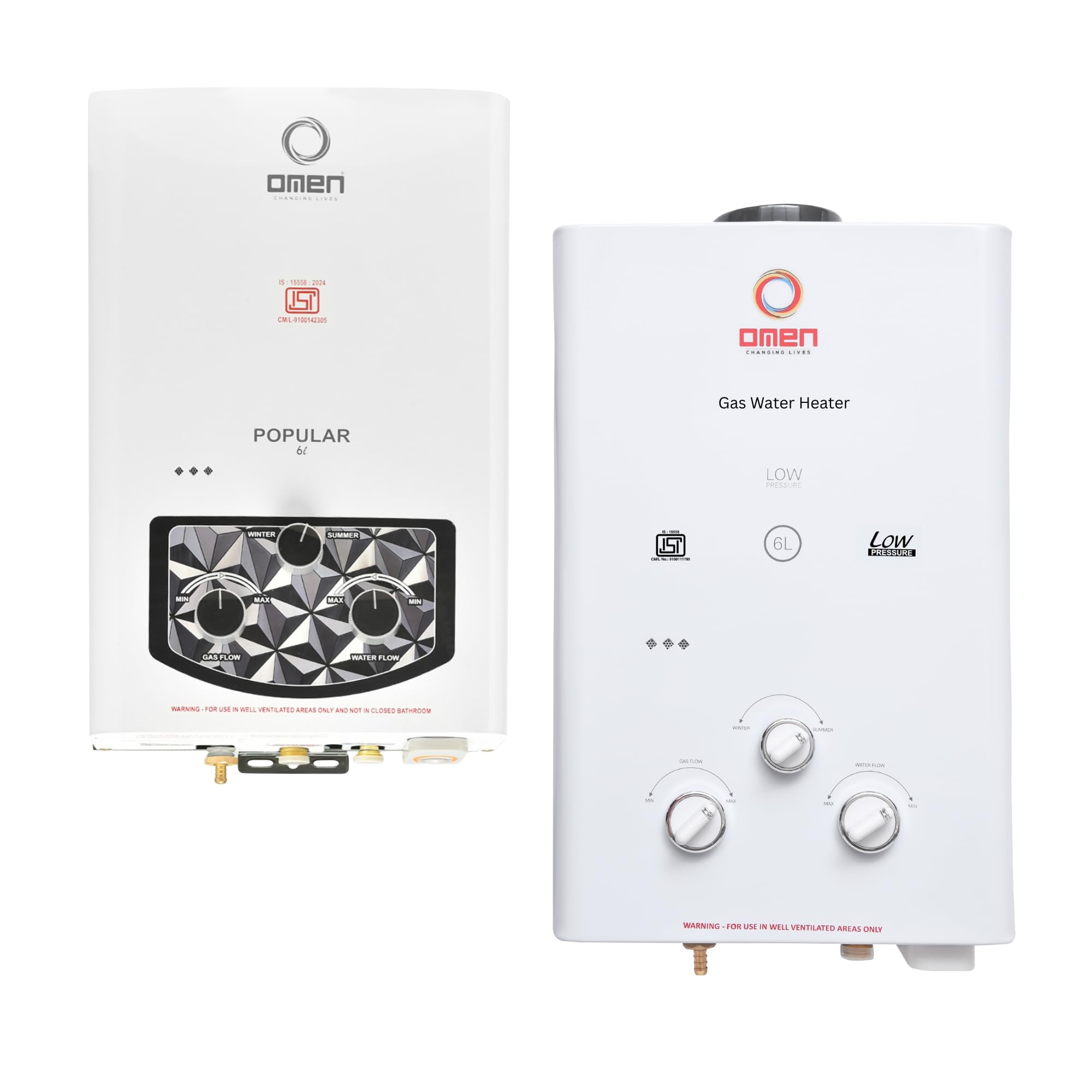 Omen Changing Lives 6L LPG Gas Water Geyser | 20-Minute Auto Shut-Off | Wall-Mounted Instant Water Heater | Multiple Safety Features | Suitable for Kitchen & Bathroom | White | Pack of 2-image-20