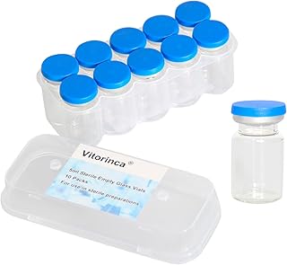 5ml Sterile Glass Vials, 10 Packs-5ml Sterile Empty Vial with Self-Healing Injection Port and Flip Top Cap, Sterile Package