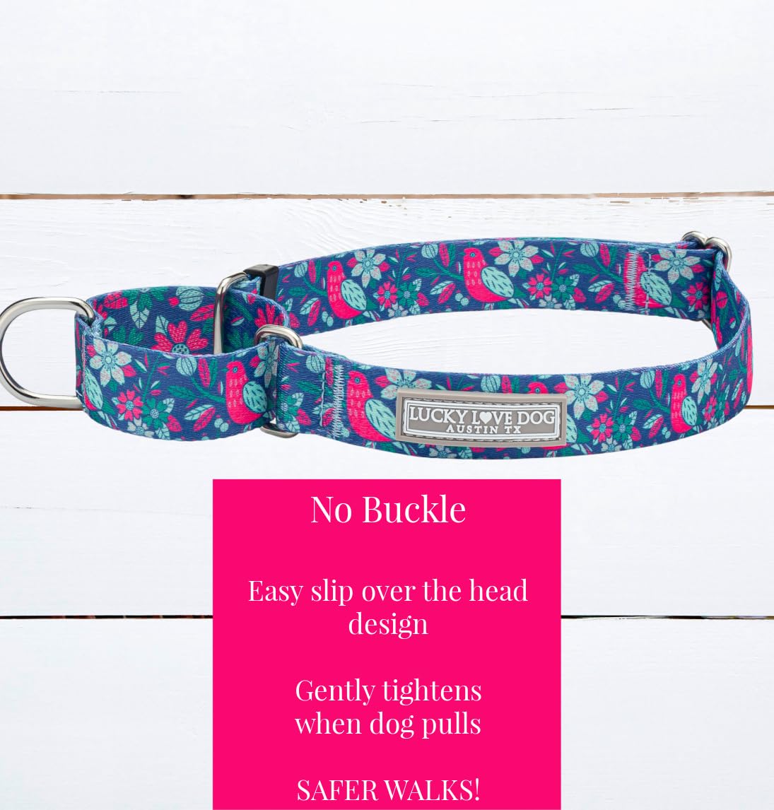 Lucky Love Dog Martingale Hundehalsband – Verstellbar, Rutschfest, Weich, Mit Primel-Muster