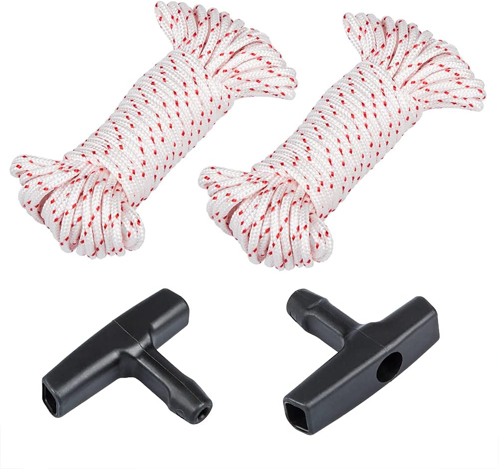 Sonku 2 Pack Recoil Starter Rope 10-Meter(Diameter:3.0mm), Pull Cord with 2 Pack Recoil Starter Handle for Husqvarna Stihl Poulan Lawn Mower Chainsaw/String Trimmer Edger Brush Cutter Engine Parts