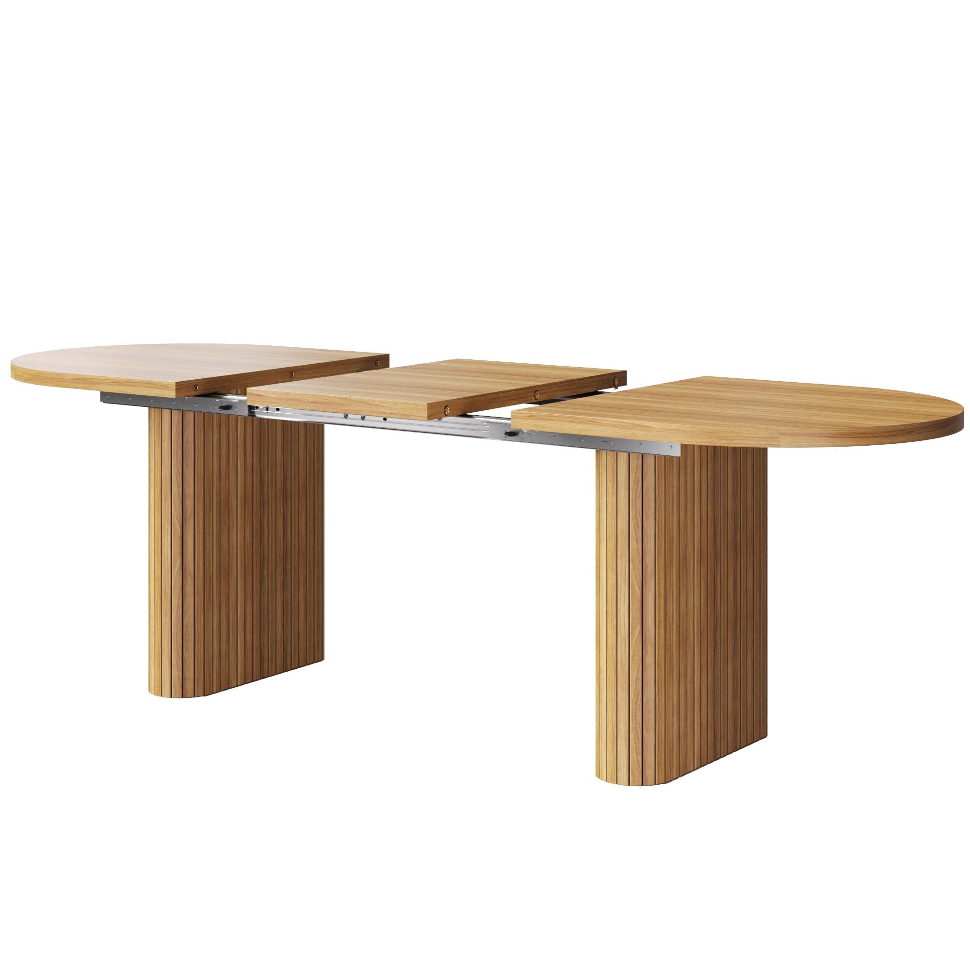 Tavolo da pranzo allungabile 120-160 cm, tavolo in legno ovale con struttura verticale, portata fino a 60 kg, 3 colori: legno naturale (marrone)