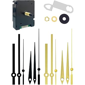 DEEWISH DCF77 Radio-Controlled Clock Movement with 4 Hand Sets - Silent Clock Movement for Self-Installation 24mm Shaft for Dials up to 14mm Radio Clock Movement Kit for Repair & DIY 72 56 19mm