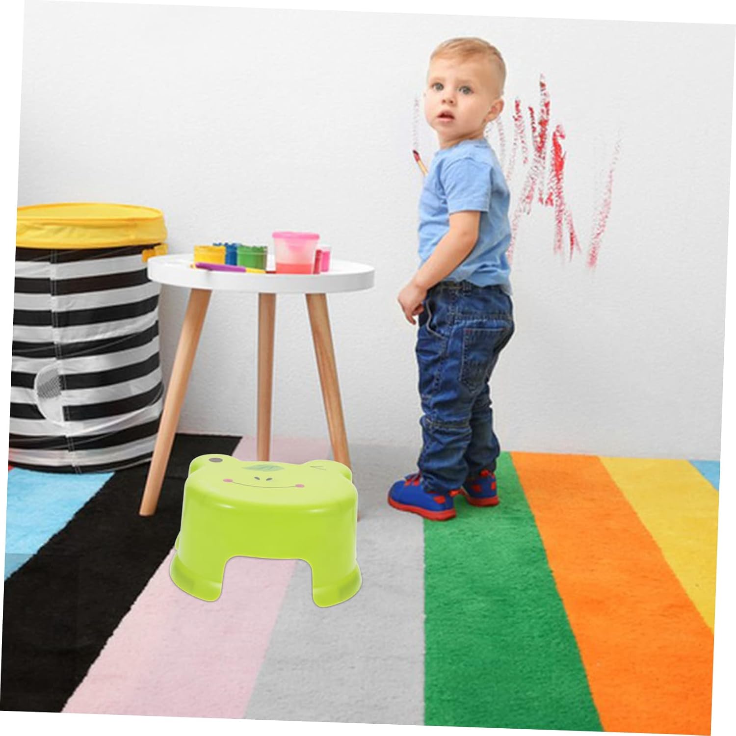 Unomor Thick Plastic Cartoon Shower Stool for Non Slip Small Step Stool with Strong Load Bearing Safe Rounded Edges for Bathroom Bedroom Kitchen and Indoor Outdoor Use